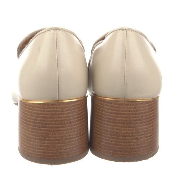 Tory Burch Everly Women Loafers Cream Embossed Croc Leather Block Heel size 7 - Picture 3 of 7